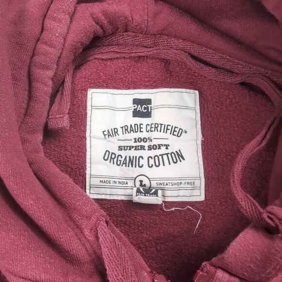 Pact Hoodie Adult Large Red Full Zip Organic Cotton Hooded Sweatshirt Jacket - Picture 2 of 6